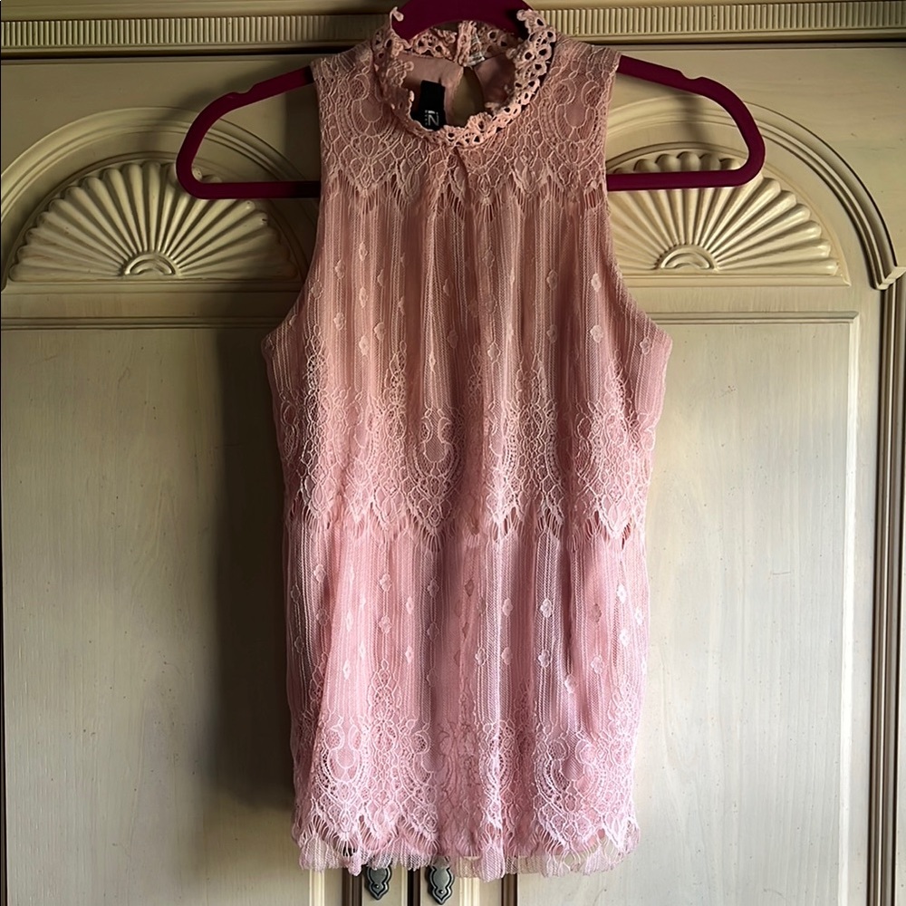 Iz Byer Blush Lace Top